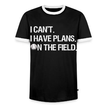 Baseball for Baseball Players - Men's Ringer Shirt - black/white - Front - AI Model Female 172 light (172cm) & AI Model Male 178 light (178cm)