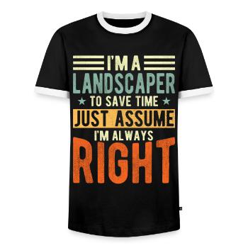 Landscaper - Men's Ringer Shirt - black/white - Front - AI Model Female 172 light (172cm) & AI Model Male 178 light (178cm)