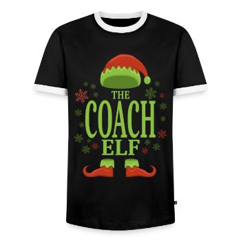 Trainer Weihnachtself - Männer Kontrast-T-Shirt - Schwarz/Weiß - Vorne - AI Model Female 172 light (172cm) & AI Model Male 178 light (178cm)