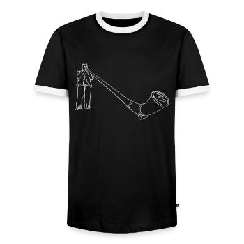 Alphorn Oneline Art - Alphorn Instrument - Men's Ringer Shirt - black/white - Front - AI Model Female 172 light (172cm) & AI Model Male 178 light (178cm)
