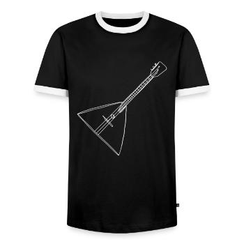 Balalaika Oneline Art - Balalaika Instrument - Men's Ringer Shirt - black/white - Front - AI Model Female 172 light (172cm) & AI Model Male 178 light (178cm)