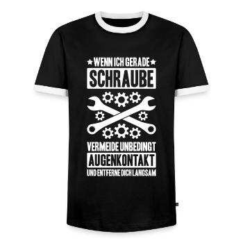 Mechaniker Mechanikerin Mechanik Mechanic - Männer Kontrast-T-Shirt - Schwarz/Weiß - Vorne - AI Model Female 172 light (172cm) & AI Model Male 178 light (178cm)
