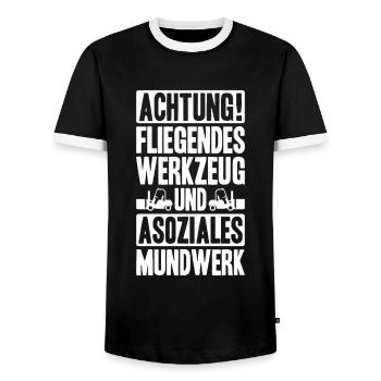 Staplerfahrer Gabelstaplerfahrer Forklift Operator - Männer Kontrast-T-Shirt - Schwarz/Weiß - Vorne - AI Model Female 172 light (172cm) & AI Model Male 178 light (178cm)