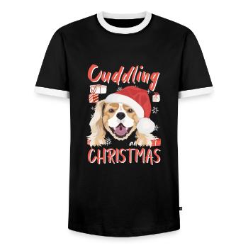 King Charles Spaniel Merry Christmas - Men's Ringer Shirt - black/white - Front - AI Model Female 172 light (172cm) & AI Model Male 178 light (178cm)