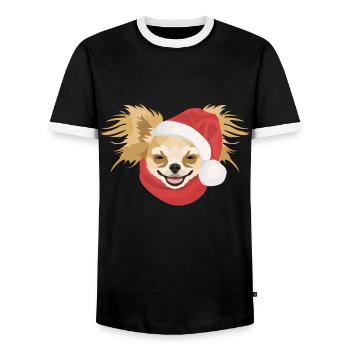 Chihuahua Merry Christmas - Men's Ringer Shirt - black/white - Front - AI Model Female 172 light (172cm) & AI Model Male 178 light (178cm)