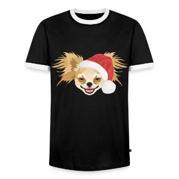 Chihuahua Merry Christmas - Men's Ringer Shirt - black/white - Front - AI Model Female 172 light (172cm) & AI Model Male 178 light (178cm)