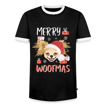 Chihuahua Merry Christmas - Men's Ringer Shirt - black/white - Front - AI Model Female 172 light (172cm) & AI Model Male 178 light (178cm)