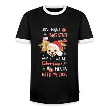 Chihuahua Merry Christmas - Men's Ringer Shirt - black/white - Front - AI Model Female 172 light (172cm) & AI Model Male 178 light (178cm)