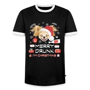 Chihuahua Christmas Market - Men's Ringer Shirt - black/white - Front - AI Model Female 172 light (172cm) & AI Model Male 178 light (178cm)