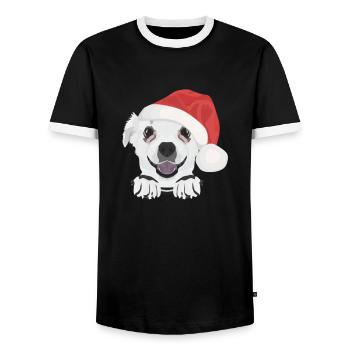 Chihuahua Merry Christmas - Men's Ringer Shirt - black/white - Front - AI Model Female 172 light (172cm) & AI Model Male 178 light (178cm)