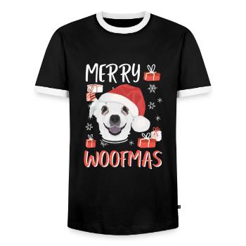 Chihuahua Merry Christmas - Men's Ringer Shirt - black/white - Front - AI Model Female 172 light (172cm) & AI Model Male 178 light (178cm)
