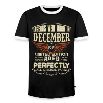 Legends Were Born In December 1971 Birthday - Männer Kontrast-T-Shirt - Schwarz/Weiß - Vorne - AI Model Female 172 light (172cm) & AI Model Male 178 light (178cm)