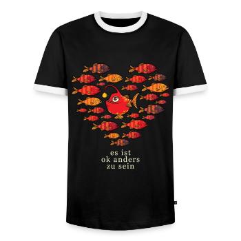 Be Different it's ok to be different - Men's Ringer Shirt - black/white - Front - AI Model Female 172 light (172cm) & AI Model Male 178 light (178cm)