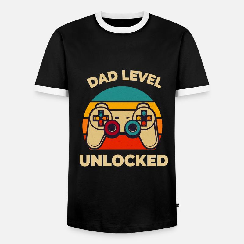 Dad Level Unlocked - Men's Ringer Shirt - black/white
