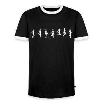 Fitness Roping - Jumping rope for women - Men's Ringer Shirt - black/white - Front - AI Model Female 172 light (172cm) & AI Model Male 178 light (178cm)