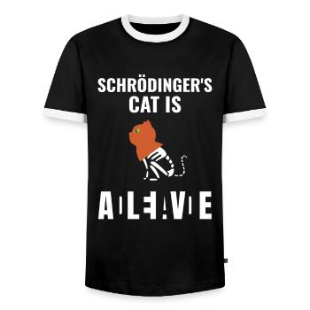 Schrödingers Cat Is Schrödingers Katze - Männer Kontrast-T-Shirt - Schwarz/Weiß - Vorne - AI Model Female 172 light (172cm) & AI Model Male 178 light (178cm)