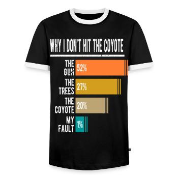 Coyote Hunter Saying Funny Coyote Hunting - Men's Ringer Shirt - black/white - Front - AI Model Female 172 light (172cm) & AI Model Male 178 light (178cm)