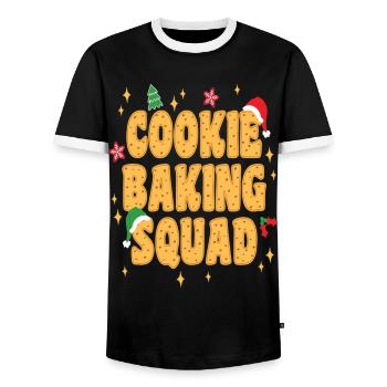 Cookie Baking Squad Christmas - Men's Ringer Shirt - black/white - Front - AI Model Female 172 light (172cm) & AI Model Male 178 light (178cm)