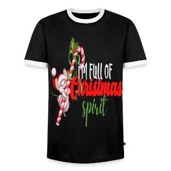 I'm Full Of Christmas Spirit - Men's Ringer Shirt - black/white - Front - AI Model Female 172 light (172cm) & AI Model Male 178 light (178cm)