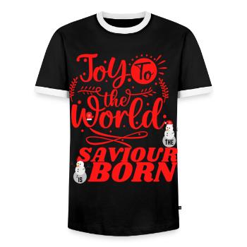 Joyeux Noël et Bonne Année - T-shirt contrasté Homme - noir/blanc - Devant - AI Model Female 172 light (172cm) & AI Model Male 178 light (178cm)