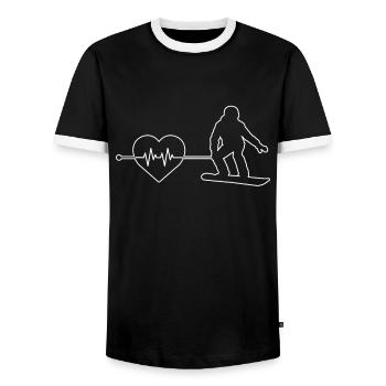 Snowboarding heartbeat - Men's Ringer Shirt - black/white - Front - AI Model Female 172 light (172cm) & AI Model Male 178 light (178cm)