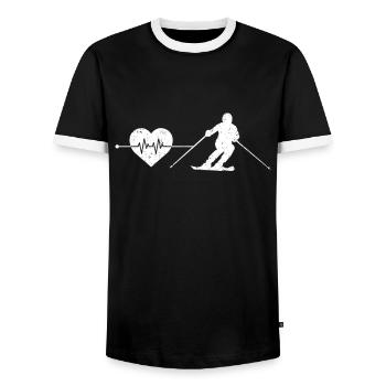 Ski Herzschlag - Männer Kontrast-T-Shirt - Schwarz/Weiß - Vorne - AI Model Female 172 light (172cm) & AI Model Male 178 light (178cm)