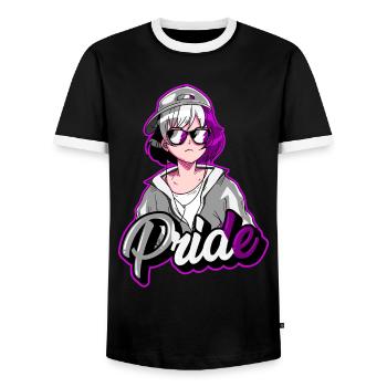 Asexuelle Stolz Japanisch Cool Anime Mädchen Asexu - Männer Kontrast-T-Shirt - Schwarz/Weiß - Vorne - AI Model Female 172 light (172cm) & AI Model Male 178 light (178cm)