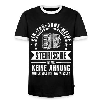 Tag ohne Steirische Akkordeon Ziehharmonika - Männer Kontrast-T-Shirt - Schwarz/Weiß - Vorne - AI Model Female 172 light (172cm) & AI Model Male 178 light (178cm)