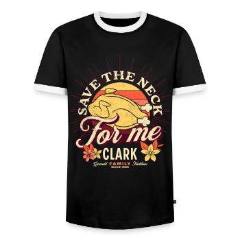 Save The Neck For Me Clark Thanksgiving Truthahn - Männer Kontrast-T-Shirt - Schwarz/Weiß - Vorne - AI Model Female 172 light (172cm) & AI Model Male 178 light (178cm)