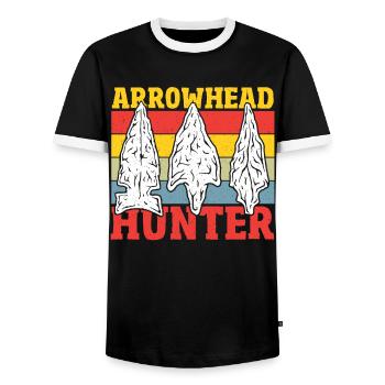 Arrowhead Hunter Arrowhead Hunting Arrowhead - Men's Ringer Shirt - black/white - Front - AI Model Female 172 light (172cm) & AI Model Male 178 light (178cm)