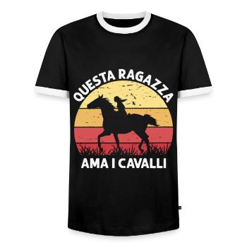 Dieses Mädchen Liebt Pferde Reiten - Männer Kontrast-T-Shirt - Schwarz/Weiß - Vorne - AI Model Female 172 light (172cm) & AI Model Male 178 light (178cm)