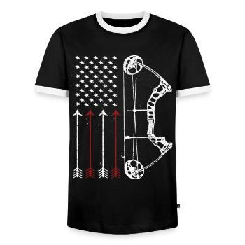 Archery Archer - Men's Ringer Shirt - black/white - Front - AI Model Female 172 light (172cm) & AI Model Male 178 light (178cm)