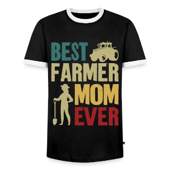 Farming Farmer Mom Mother Vintage - Männer Kontrast-T-Shirt - Schwarz/Weiß - Vorne - AI Model Female 172 light (172cm) & AI Model Male 178 light (178cm)