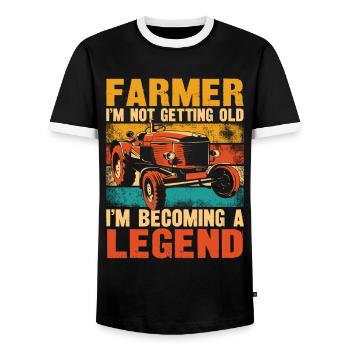 Farming Farmer Retired Vintage - Men's Ringer Shirt - black/white - Front - AI Model Female 172 light (172cm) & AI Model Male 178 light (178cm)