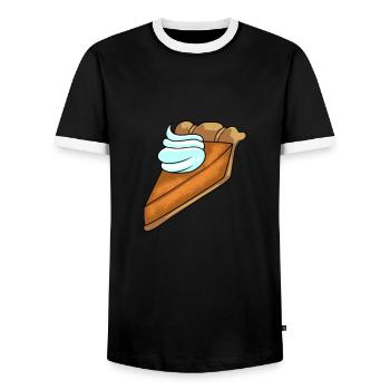 Thanksgiving Cake - Men's Ringer Shirt - black/white - Front - AI Model Female 172 light (172cm) & AI Model Male 178 light (178cm)