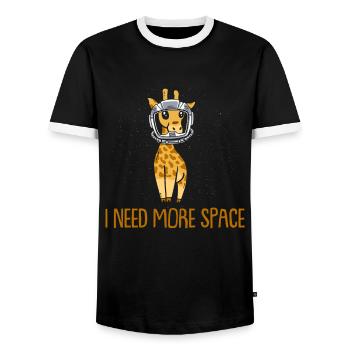 Giraffe Astronaut I Need More Space - Men's Ringer Shirt - black/white - Front - AI Model Female 172 light (172cm) & AI Model Male 178 light (178cm)
