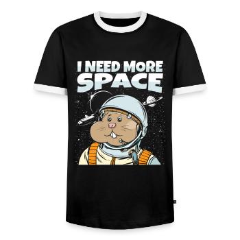 Hamster Golden Hamster Astronaut I Need More Space - Men's Ringer Shirt - black/white - Front - AI Model Female 172 light (172cm) & AI Model Male 178 light (178cm)