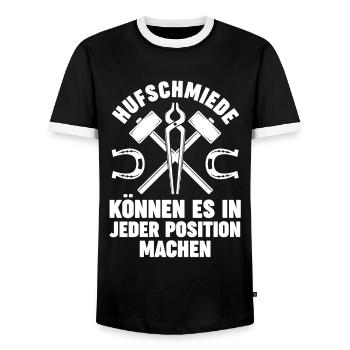 Hufbeschlagschmied Pferdeschmied Hufschmied - Männer Kontrast-T-Shirt - Schwarz/Weiß - Vorne - AI Model Female 172 light (172cm) & AI Model Male 178 light (178cm)