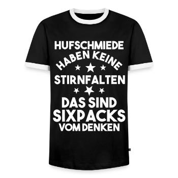 Hufbeschlagschmied Pferdeschmied Hufschmied - Männer Kontrast-T-Shirt - Schwarz/Weiß - Vorne - AI Model Female 172 light (172cm) & AI Model Male 178 light (178cm)