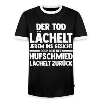 Hufbeschlagschmied Pferdeschmied Hufschmied - Männer Kontrast-T-Shirt - Schwarz/Weiß - Vorne - AI Model Female 172 light (172cm) & AI Model Male 178 light (178cm)