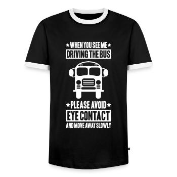 Bus Driver Bus Driver Busman School Bus Driver - Men's Ringer Shirt - black/white - Front - AI Model Female 172 light (172cm) & AI Model Male 178 light (178cm)