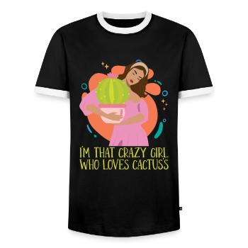Jardin de cactus - T-shirt contrasté Homme - noir/blanc - Devant - AI Model Female 172 light (172cm) & AI Model Male 178 light (178cm)