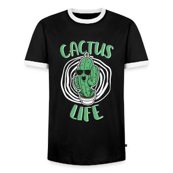 Jardin de cactus - T-shirt contrasté Homme - noir/blanc - Devant - AI Model Female 172 light (172cm) & AI Model Male 178 light (178cm)