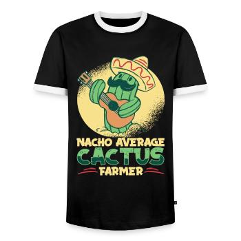 Jardin de cactus - T-shirt contrasté Homme - noir/blanc - Devant - AI Model Female 172 light (172cm) & AI Model Male 178 light (178cm)