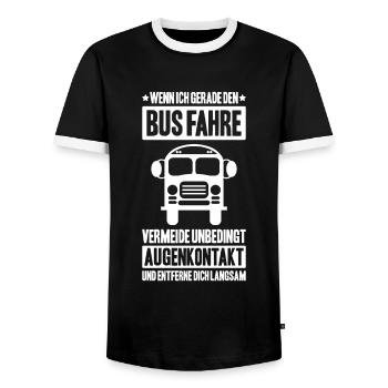 Busfahrer Bus Driver Busman Schulbusfahrer - Männer Kontrast-T-Shirt - Schwarz/Weiß - Vorne - AI Model Female 172 light (172cm) & AI Model Male 178 light (178cm)