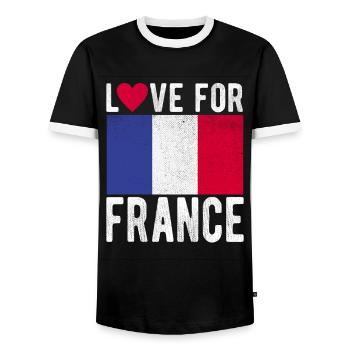 Frankreich Fahne - Männer Kontrast-T-Shirt - Schwarz/Weiß - Vorne - AI Model Female 172 light (172cm) & AI Model Male 178 light (178cm)