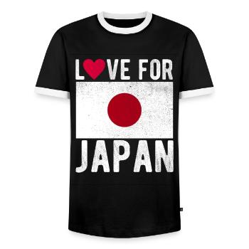 Drapeau du Japon - T-shirt contrasté Homme - noir/blanc - Devant - AI Model Female 172 light (172cm) & AI Model Male 178 light (178cm)