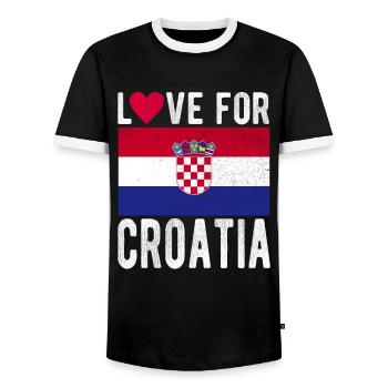 Croatia Flag - Men's Ringer Shirt - black/white - Front - AI Model Female 172 light (172cm) & AI Model Male 178 light (178cm)