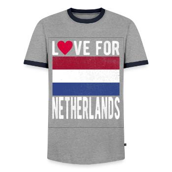 Drapeau des Pays-Bas - T-shirt contrasté Homme - gris/marine  - Devant - AI Model Female 172 light (172cm) & AI Model Male 178 light (178cm)