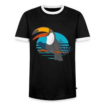 Toucan Oiseau Tropical Rainforest Animaux - T-shirt contrasté Homme - noir/blanc - Devant - AI Model Female 172 light (172cm) & AI Model Male 178 light (178cm)